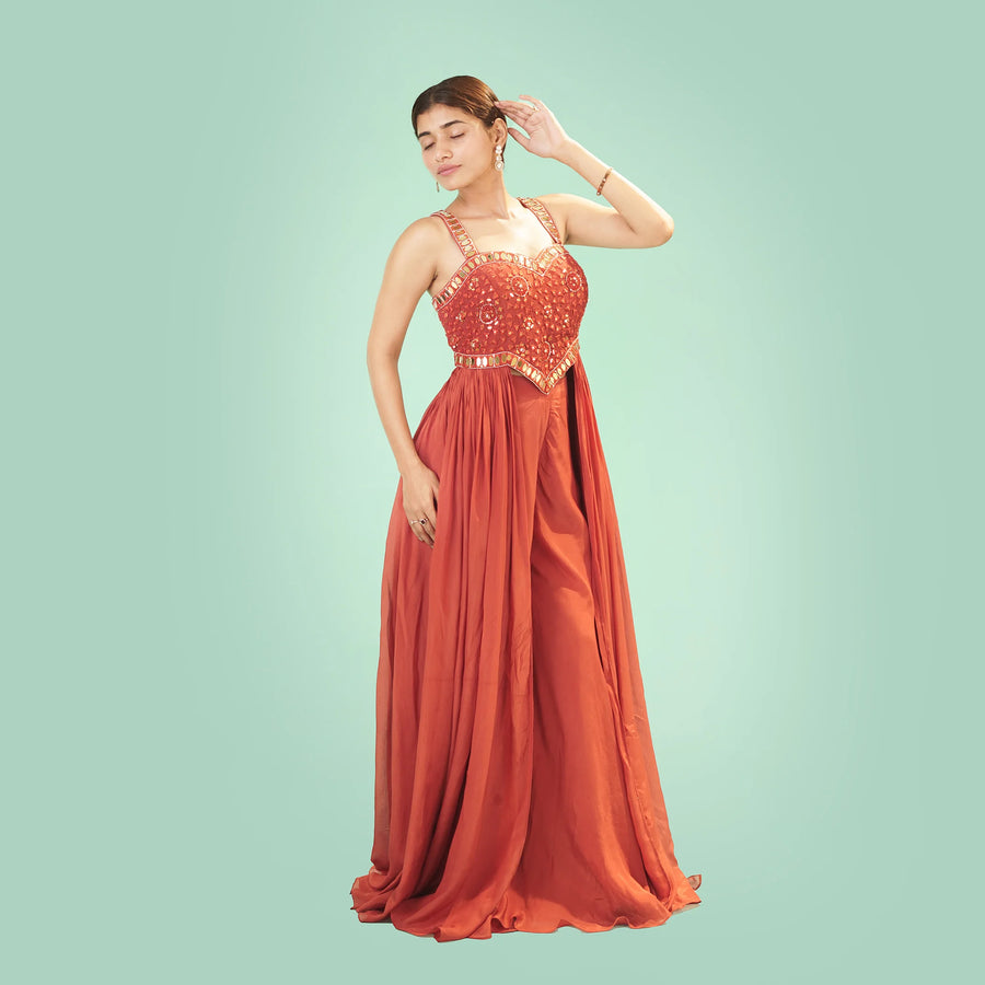 Designer Straight Shirt with Flared Sharara