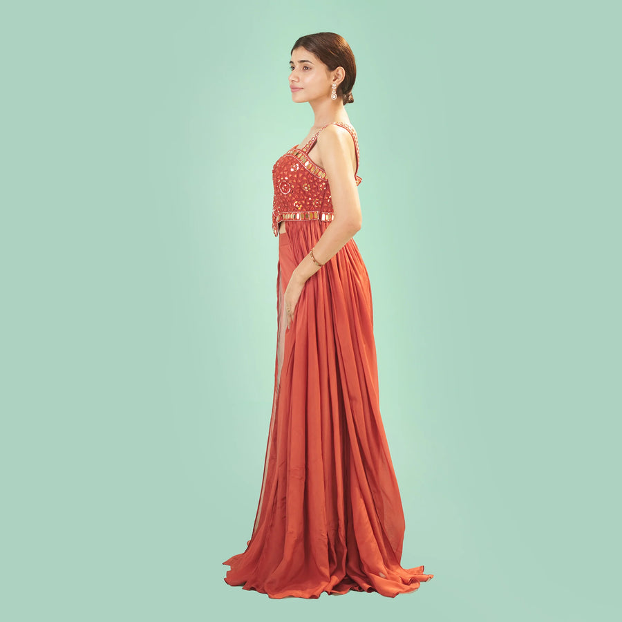 Designer Straight Shirt with Flared Sharara Vastrachowk