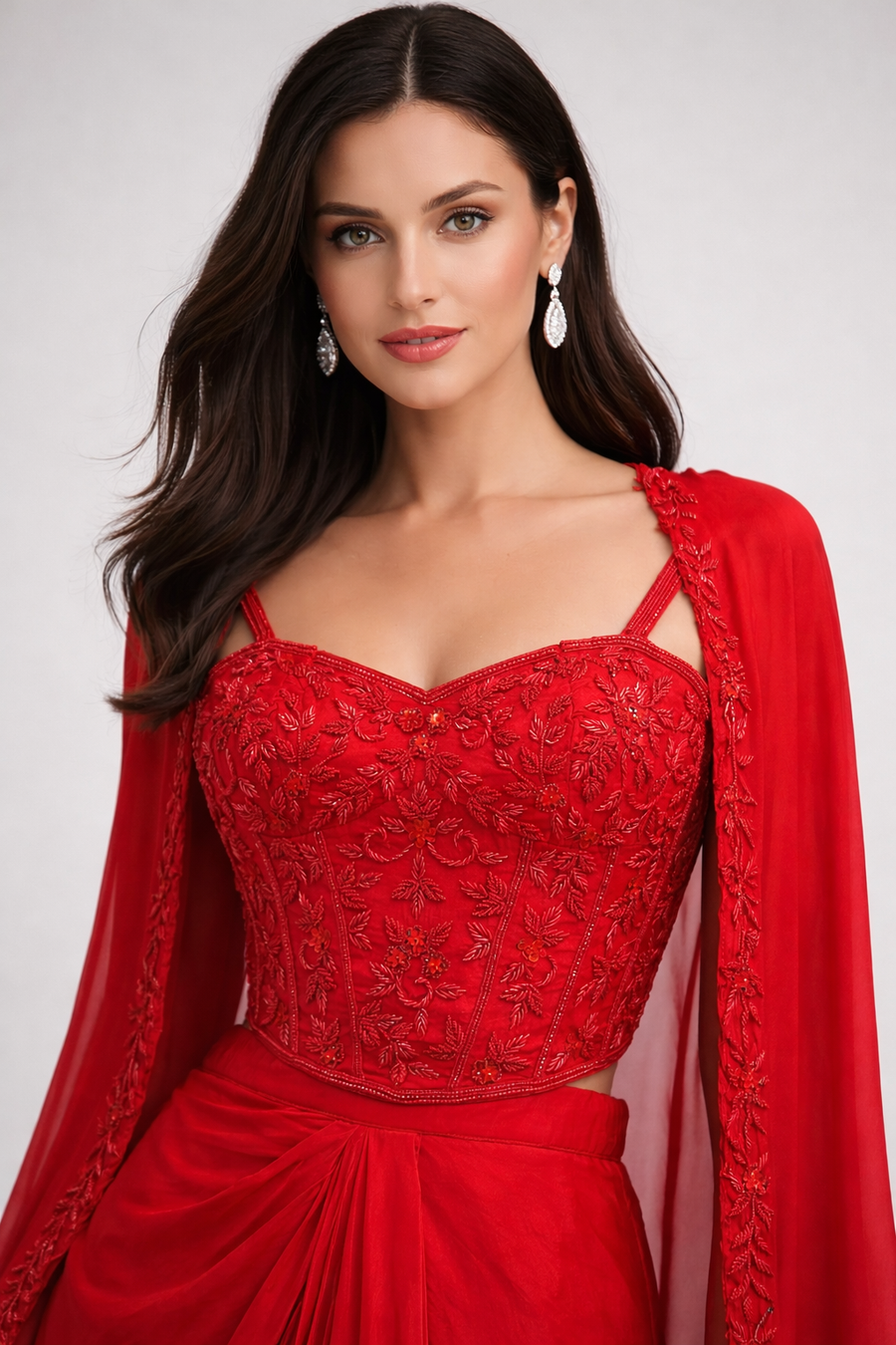 Dhoti Skirt Co-ord Style Blouse With Cape 