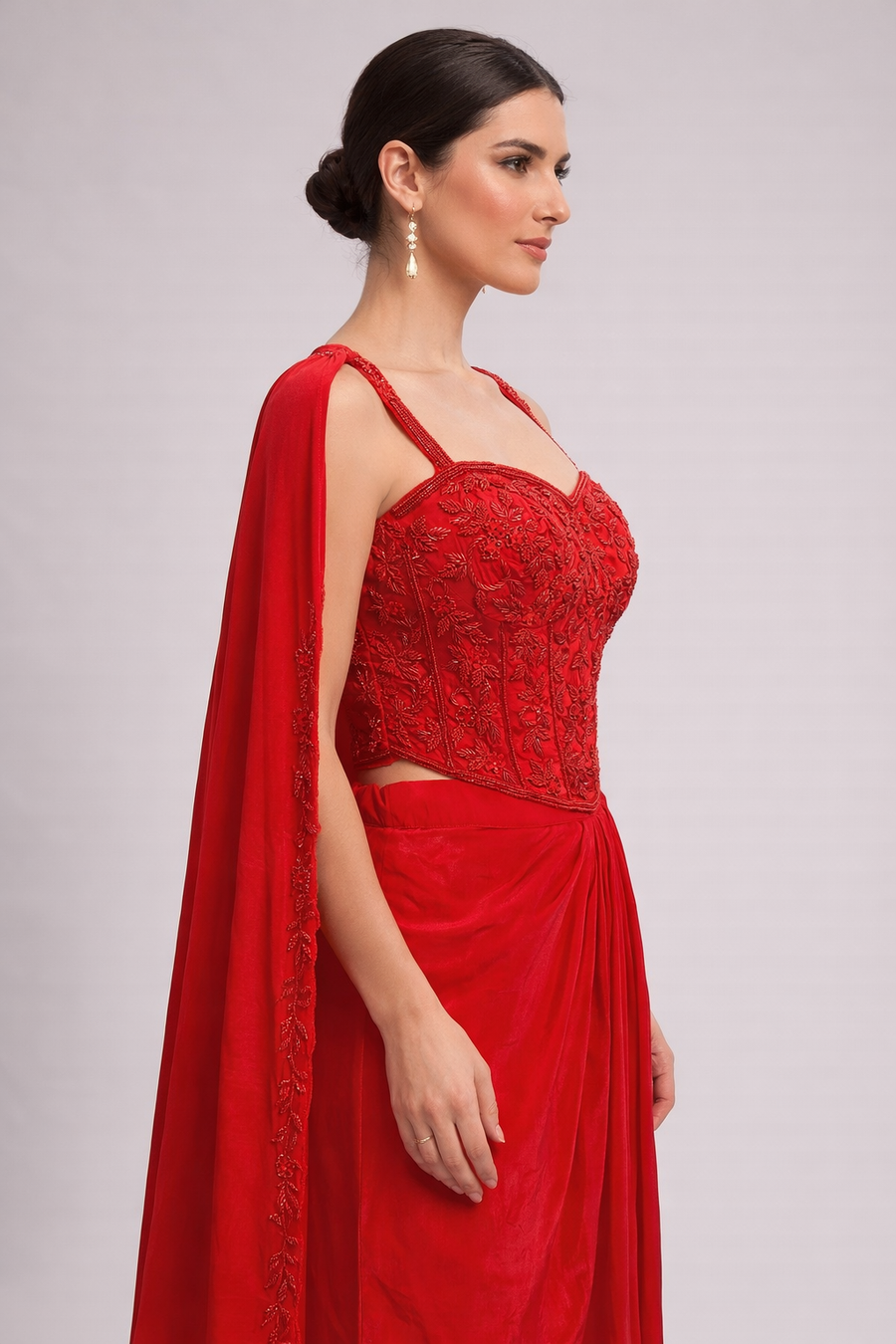 Dhoti Skirt Co-ord Style Blouse With Cape 