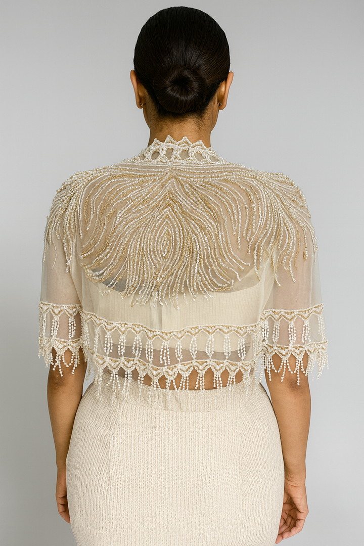 Dhoti with Shoulder Cape back profile