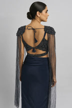 Dhoti with Shoulder Waterfall Sleeves