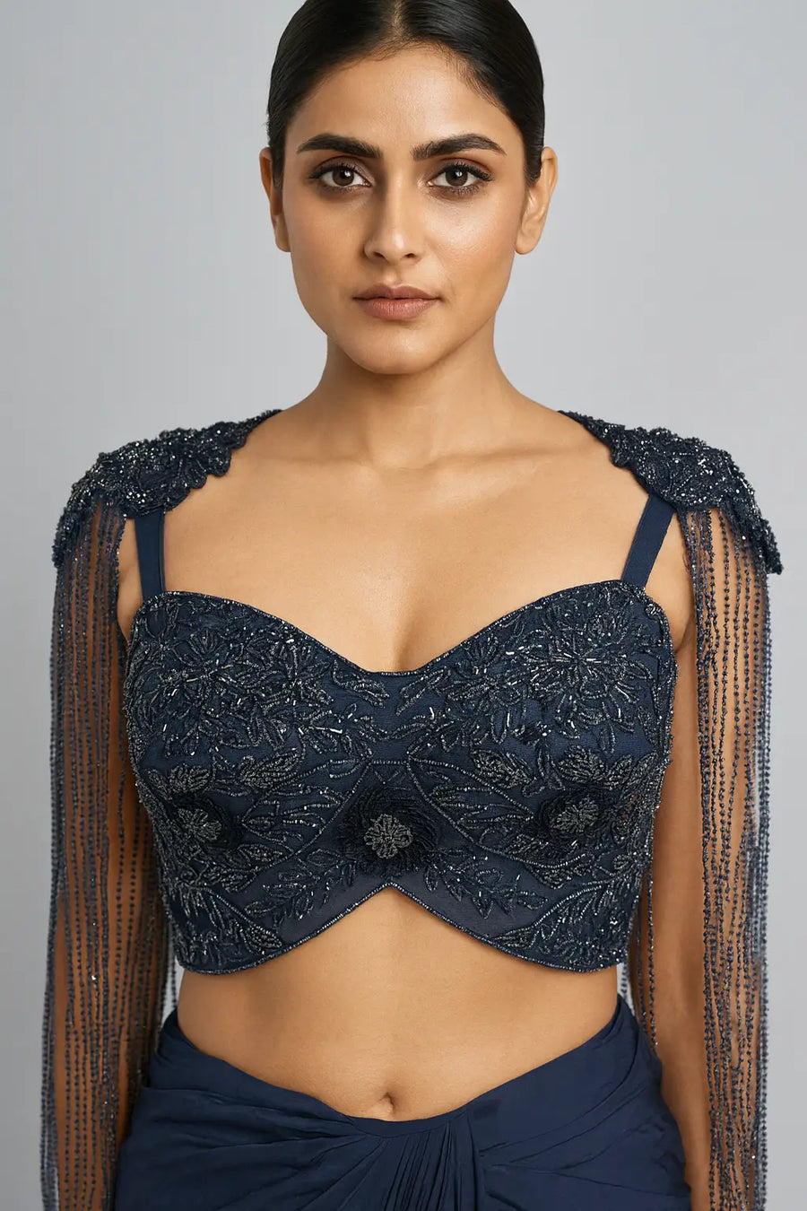 Dhoti with Shoulder Waterfall Sleeves