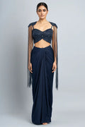 Dhoti with Shoulder Waterfall Sleeves