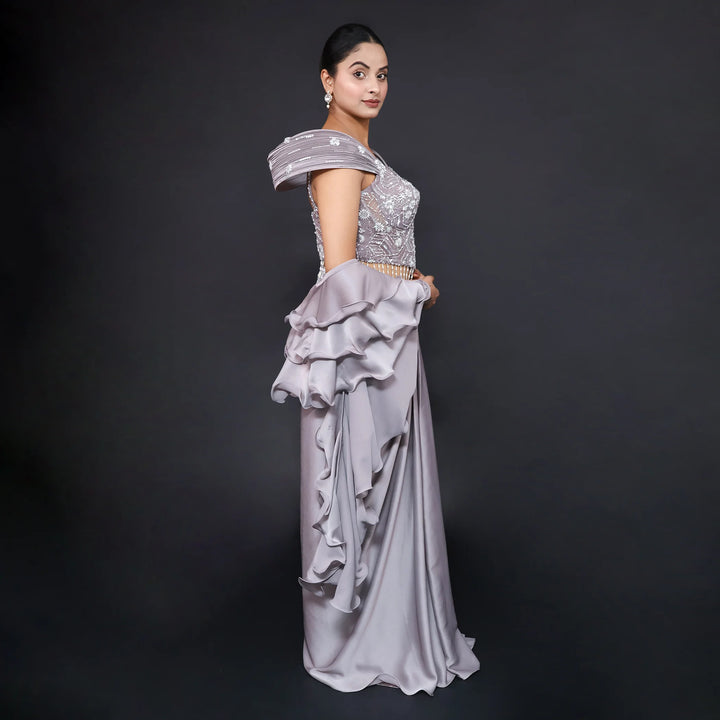 Drape Dhoti Style Western Crop Top Vastrachowk
