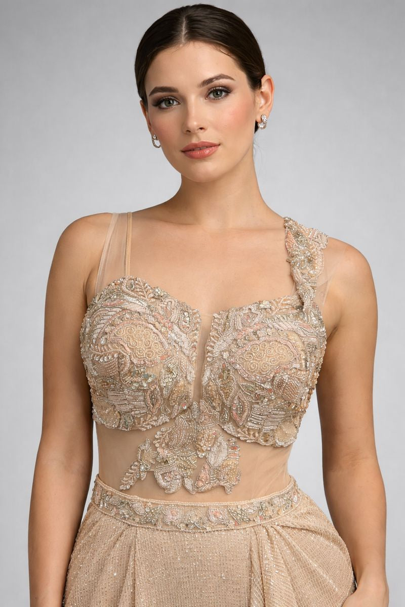 Drape Saree Style Straight Gown 