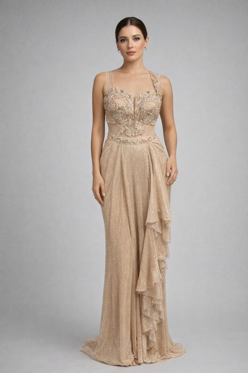 Drape Saree Style Straight Gown 