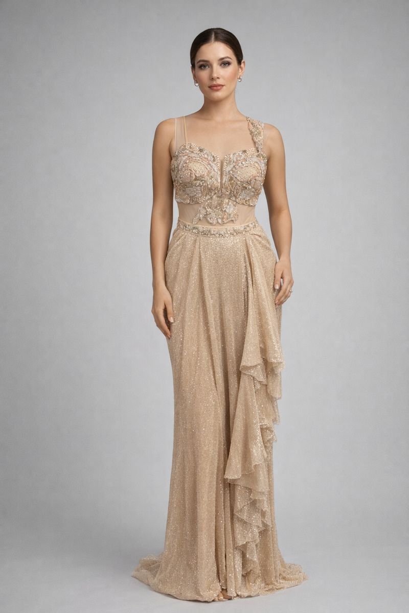 Drape Saree Style Straight Gown 