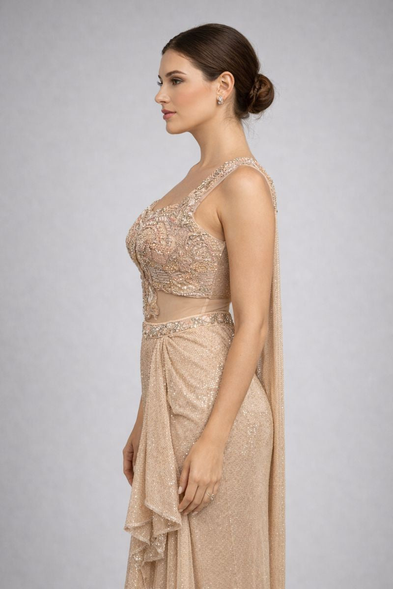 Drape Saree Style Straight Gown 