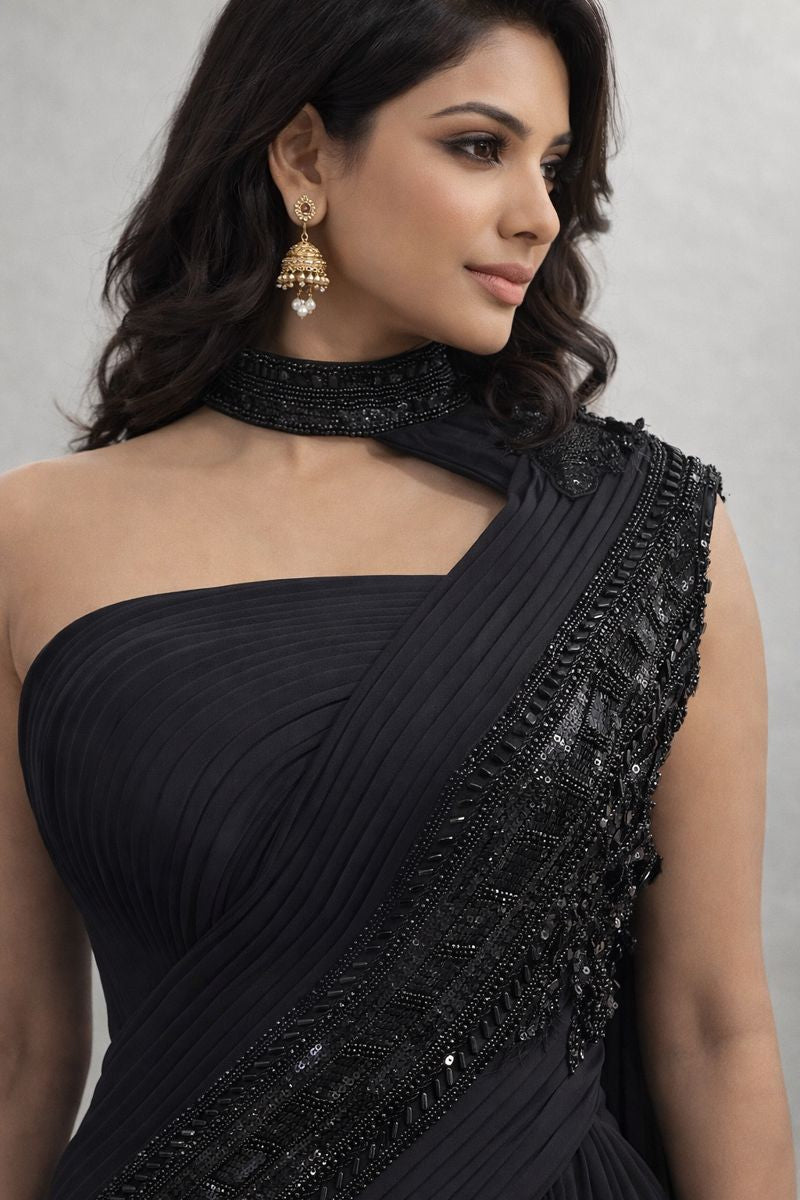 Drape Saree Style Stright Fit Gown