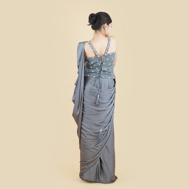 Drape Saree with Cord Set Look Vastrachowk
