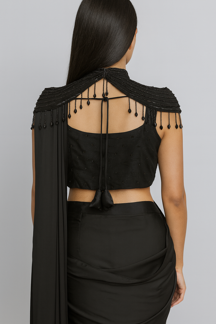 Drape Saree with Shoulder Cape back profile 