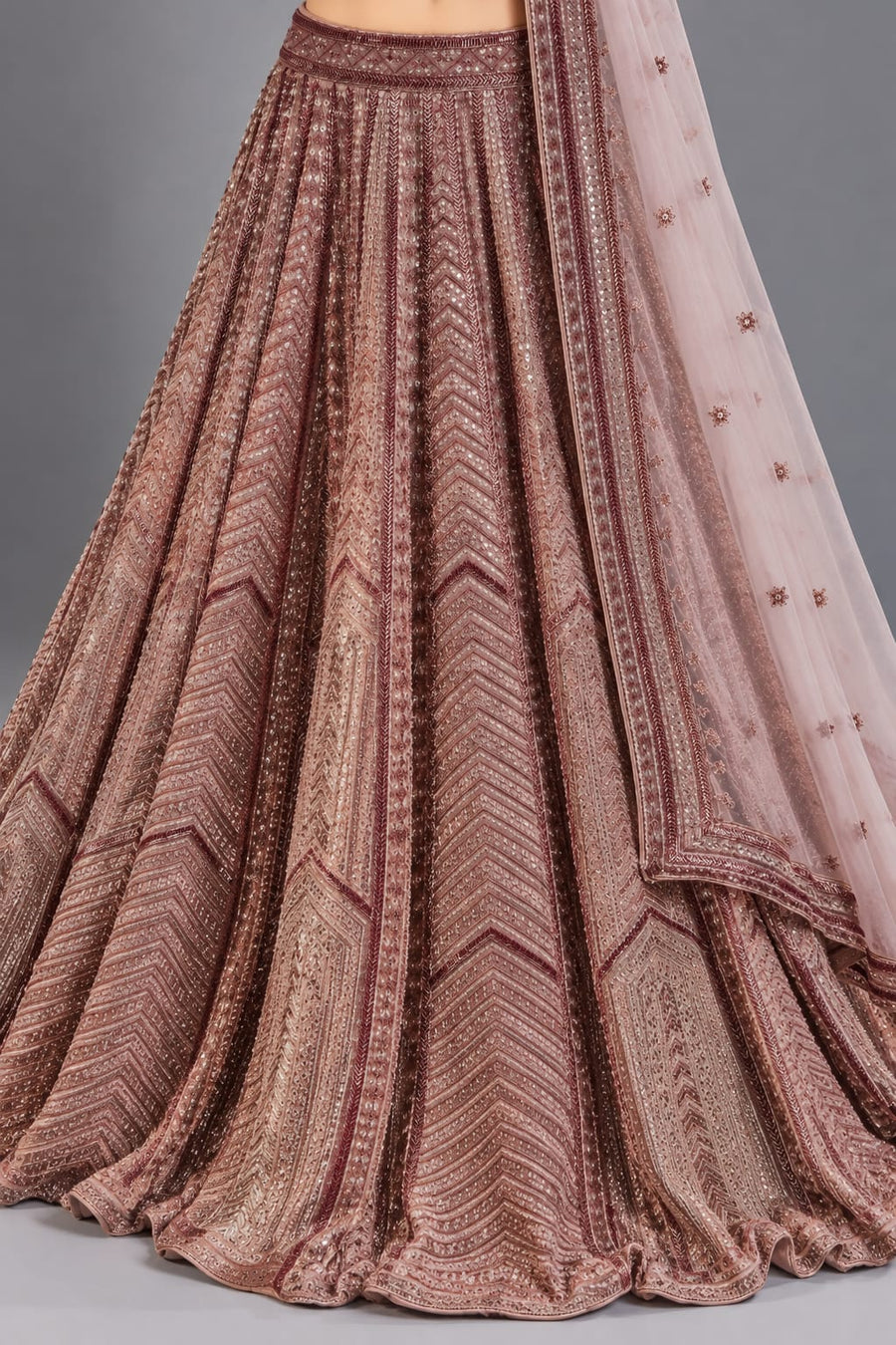 Dusty Rose Embroidered Lehenga Choli with Dupatta for Engagement Wear