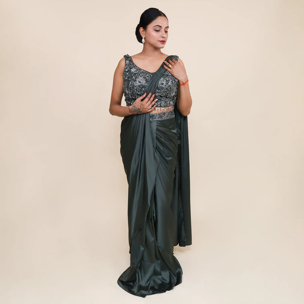 Elegant Cape Style Drape Saree for Women- Vastrachowk