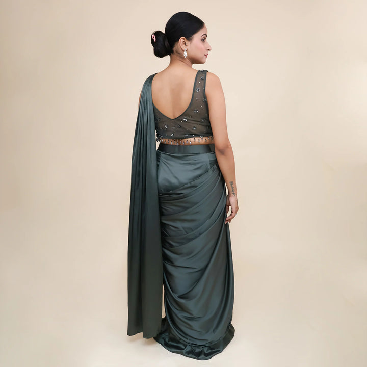Elegant Cape Style Drape Saree for Women- Vastrachowk