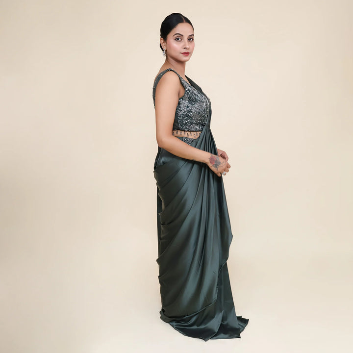 Elegant Cape Style Drape Saree for Women- Vastrachowk