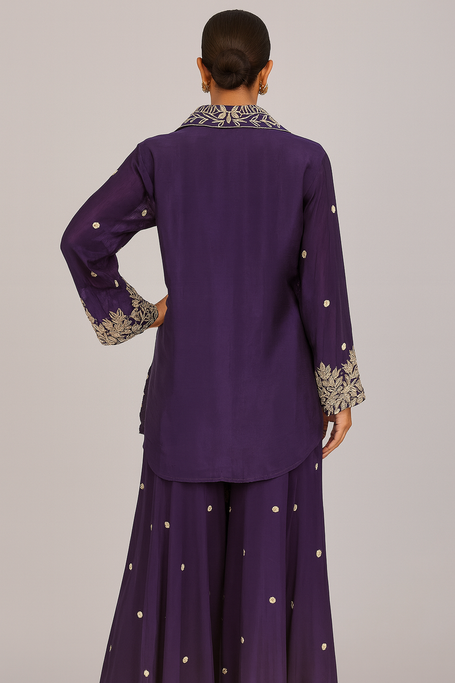 Elegant Co-ord Set with Sharara back profile