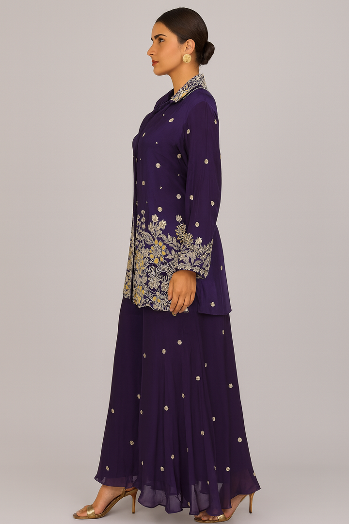 Elegant Co-ord Set with Sharara side profile