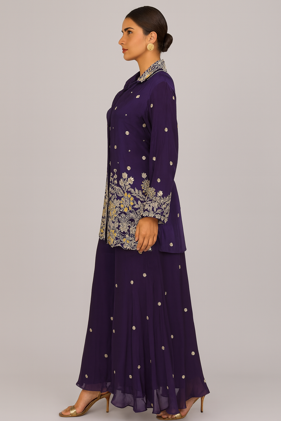Elegant Co-ord Set with Sharara side profile