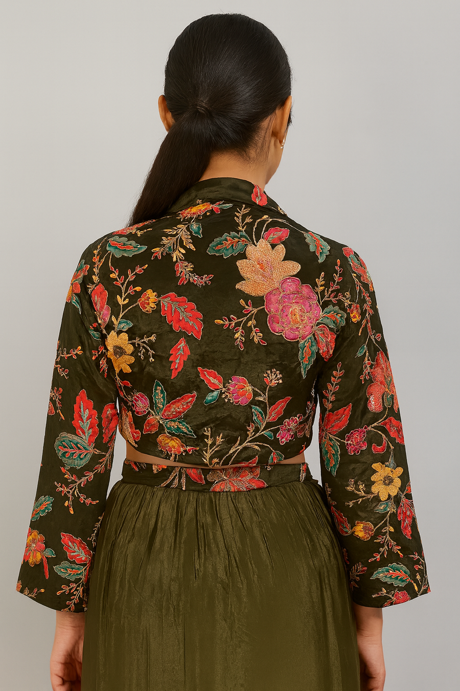 Elegant Crop Top Dhoti with Jacket back profile 