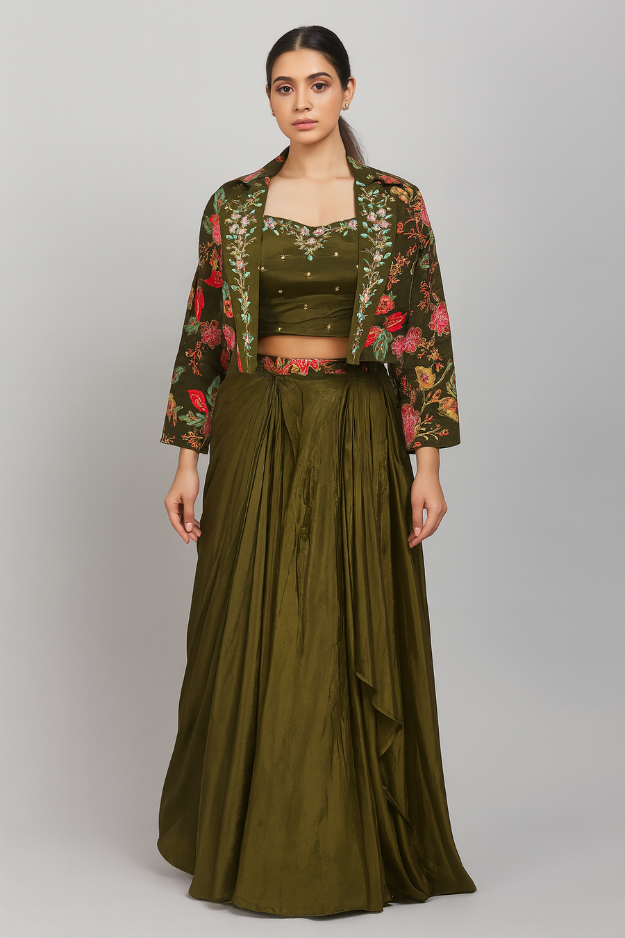 Elegant Crop Top Dhoti with Jacket profile 