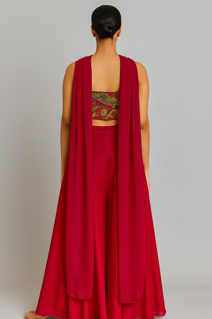 Elegant Crop Top Sharara back profile 