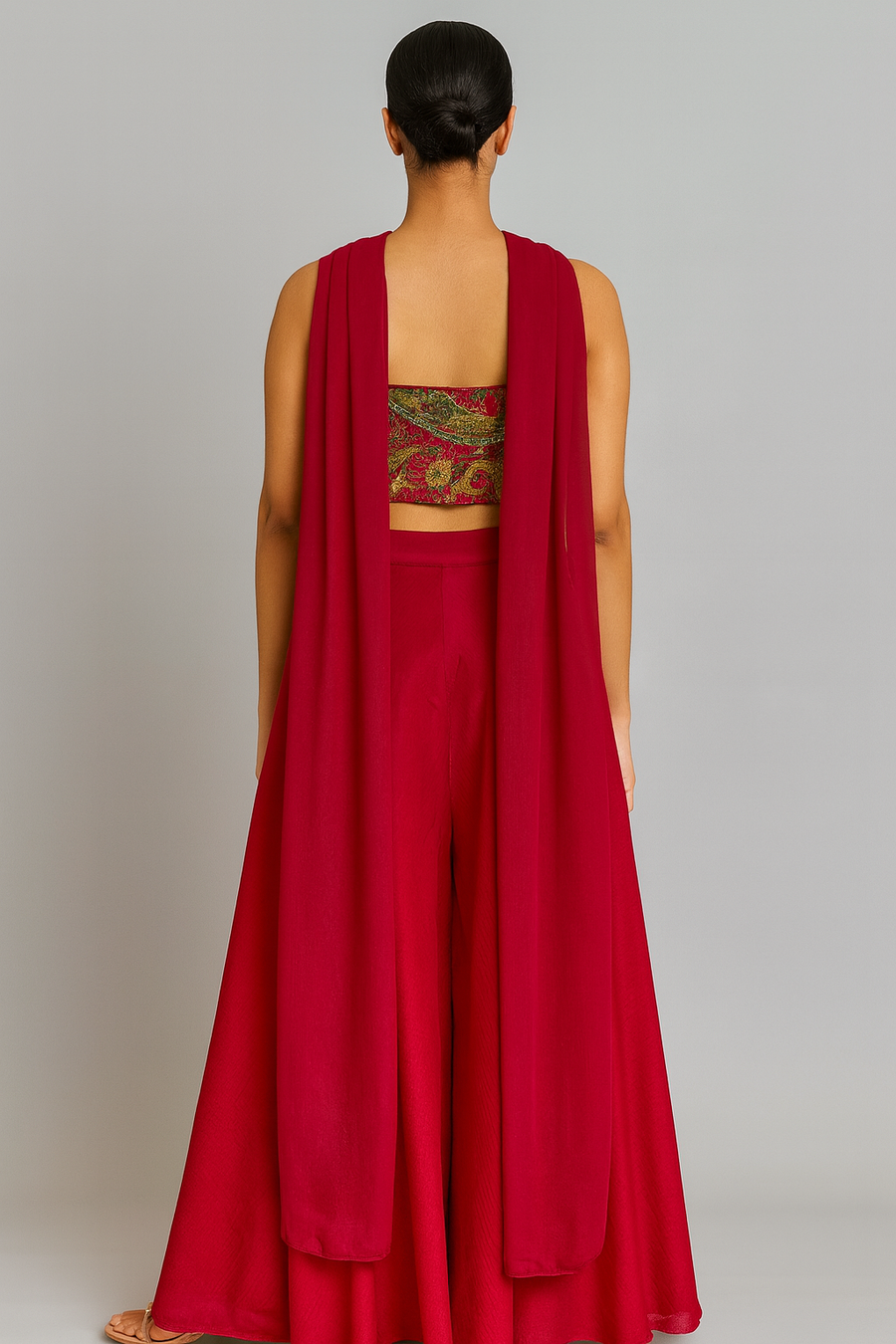 Elegant Crop Top Sharara back profile 