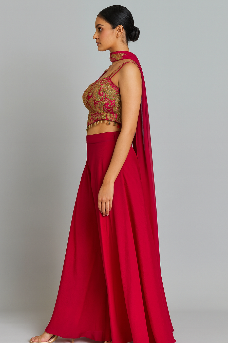 Elegant Crop Top Sharara side profile 