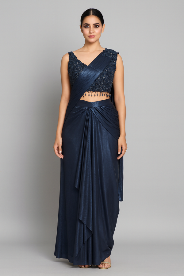 Elegant Drape Saree blue