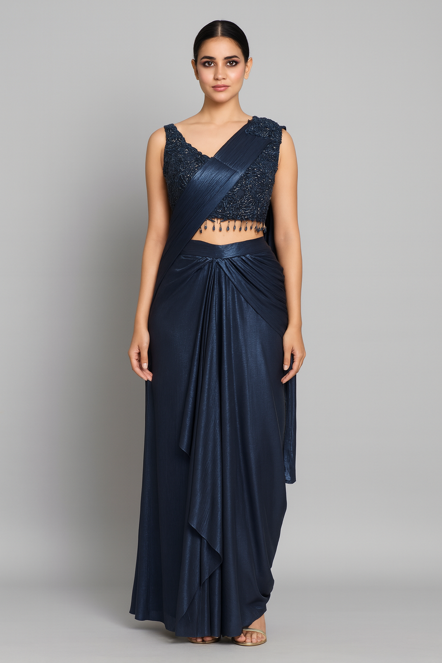 Elegant Drape Saree blue