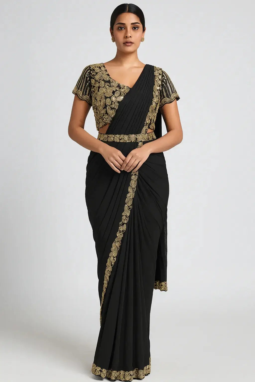 Black Drape Saree