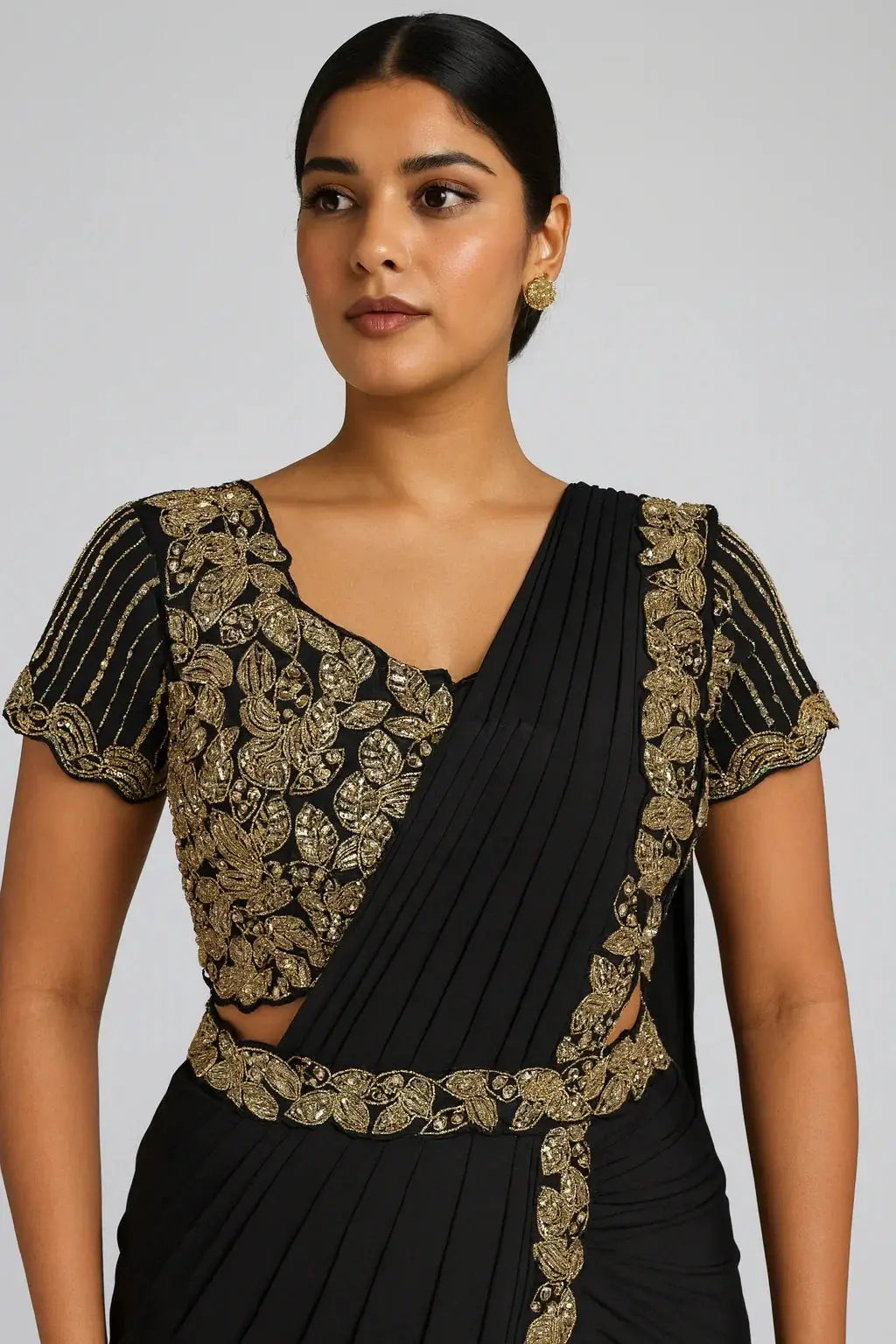 Black Drape Saree