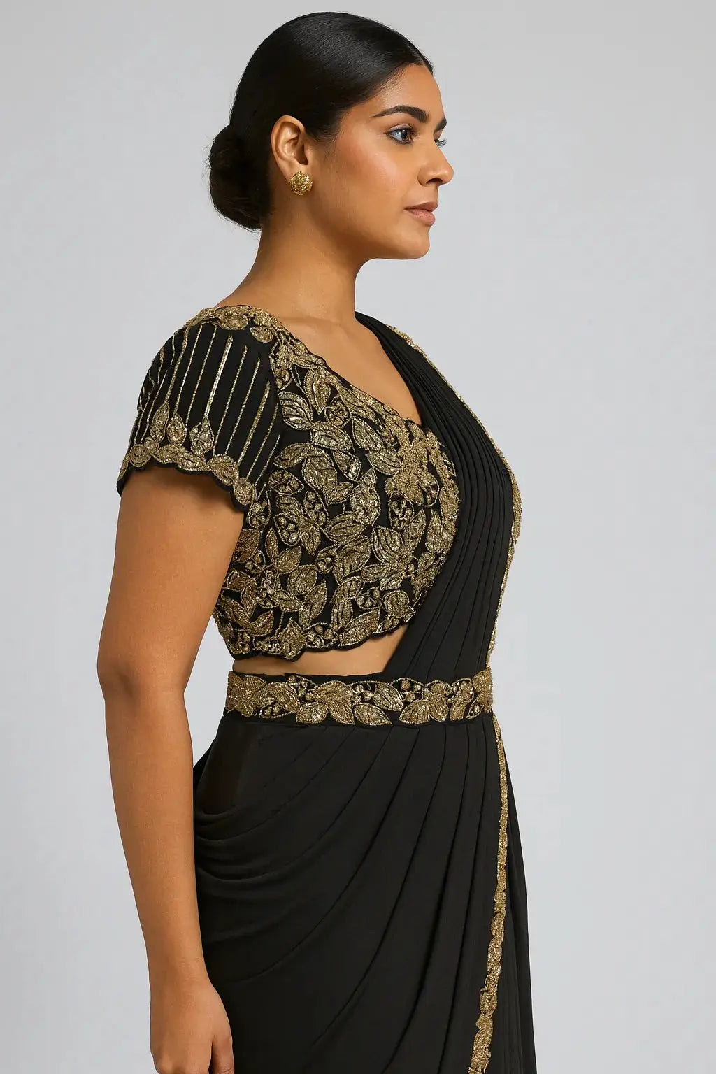 Black Drape Saree