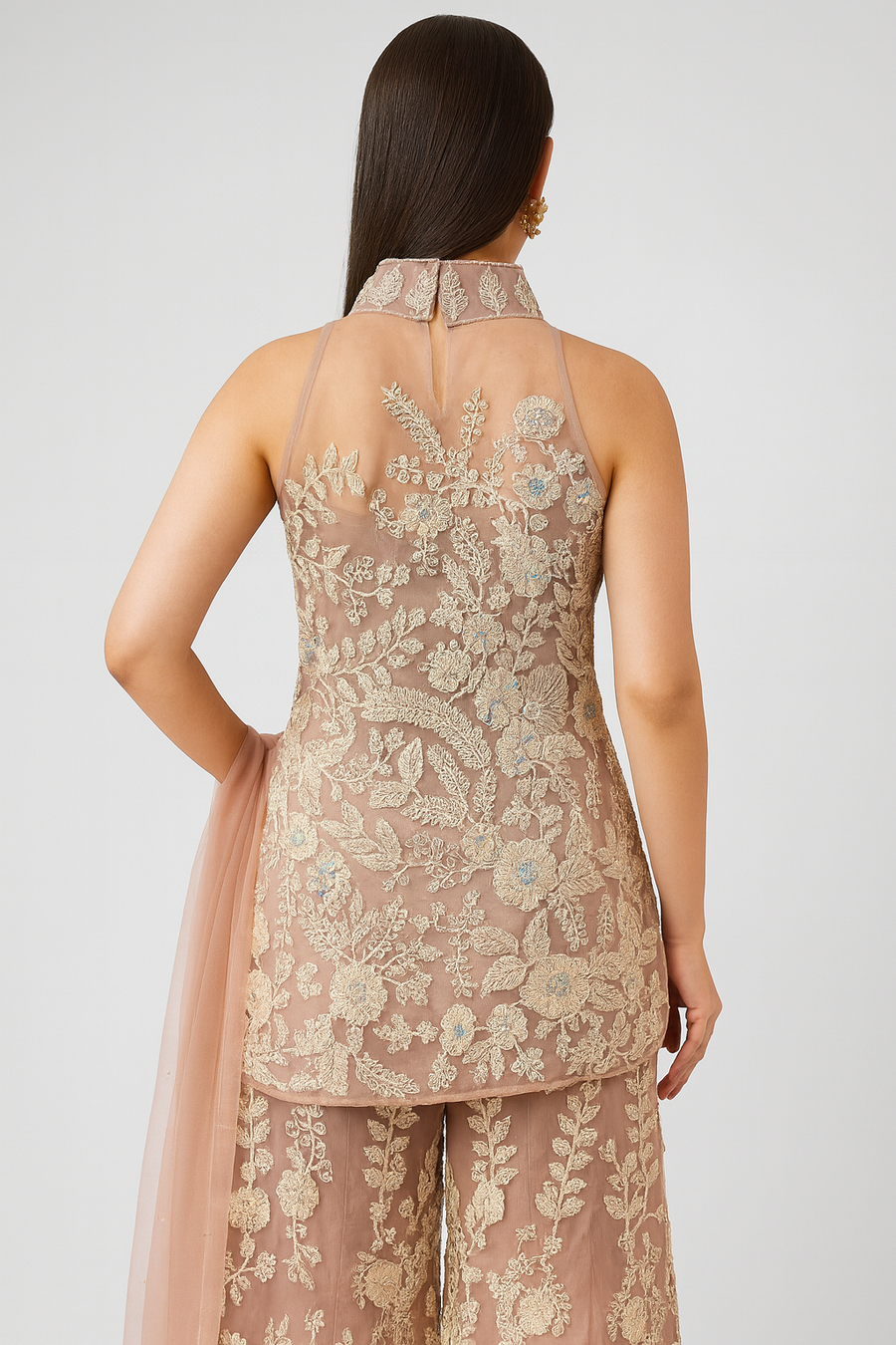 Elegant Halterneck Suit back profile 