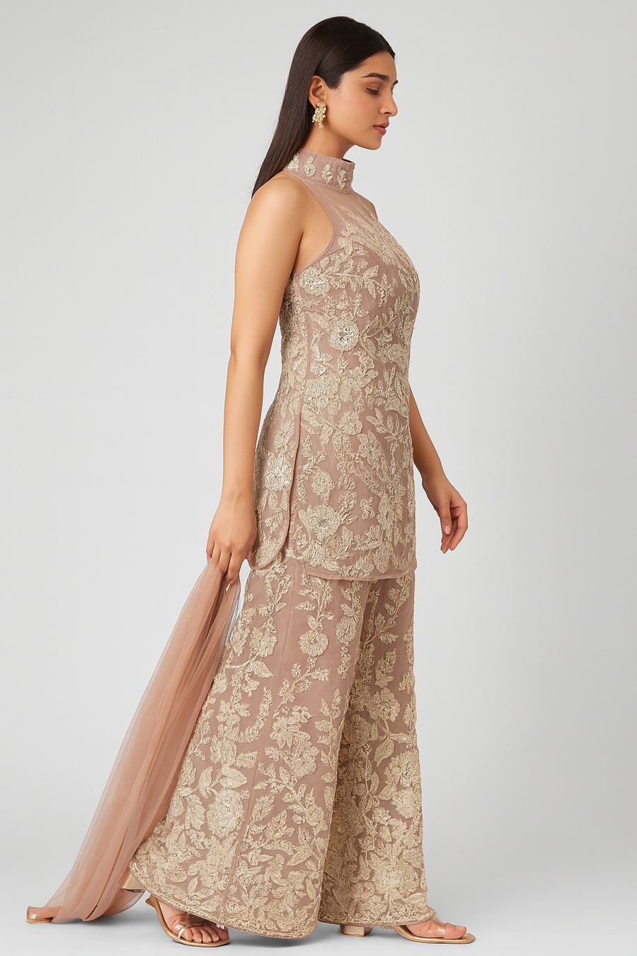 Elegant Halterneck Suit side profile 