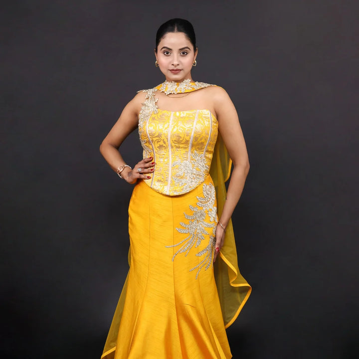 Elegant Mermaid Style Crop Top Skirt Co-ord Set Vastrachowk