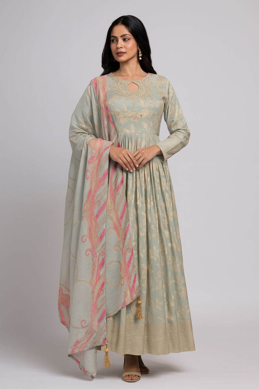 Elegant Neck Anarkali with Dupatta profile