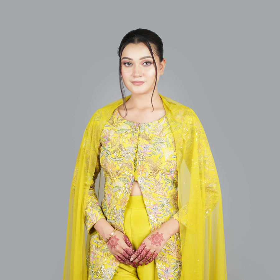 Elegant Peplum Style Long Shirt with Sharara Vastrachowk