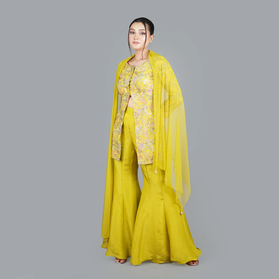 Elegant Peplum Style Long Shirt with Sharara 