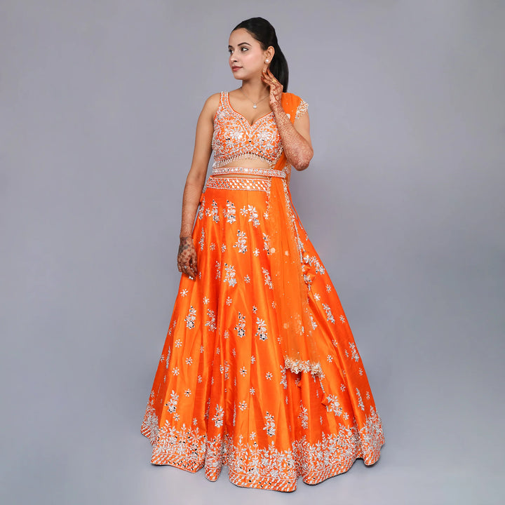Elegant Traditional Crop Top Lehenga with Dupatta- Vastrachowk