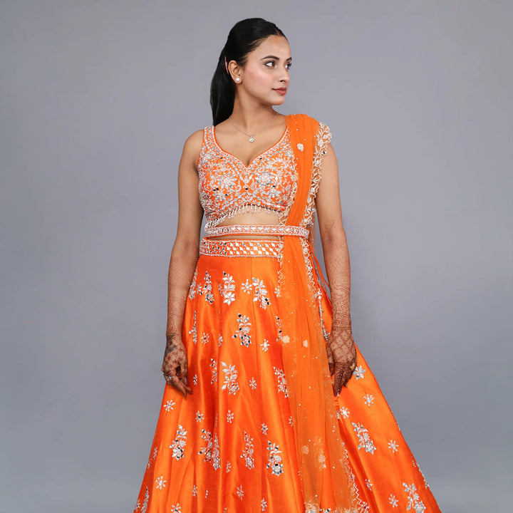 Elegant Traditional Crop Top Lehenga with Dupatta- Vastrachowk
