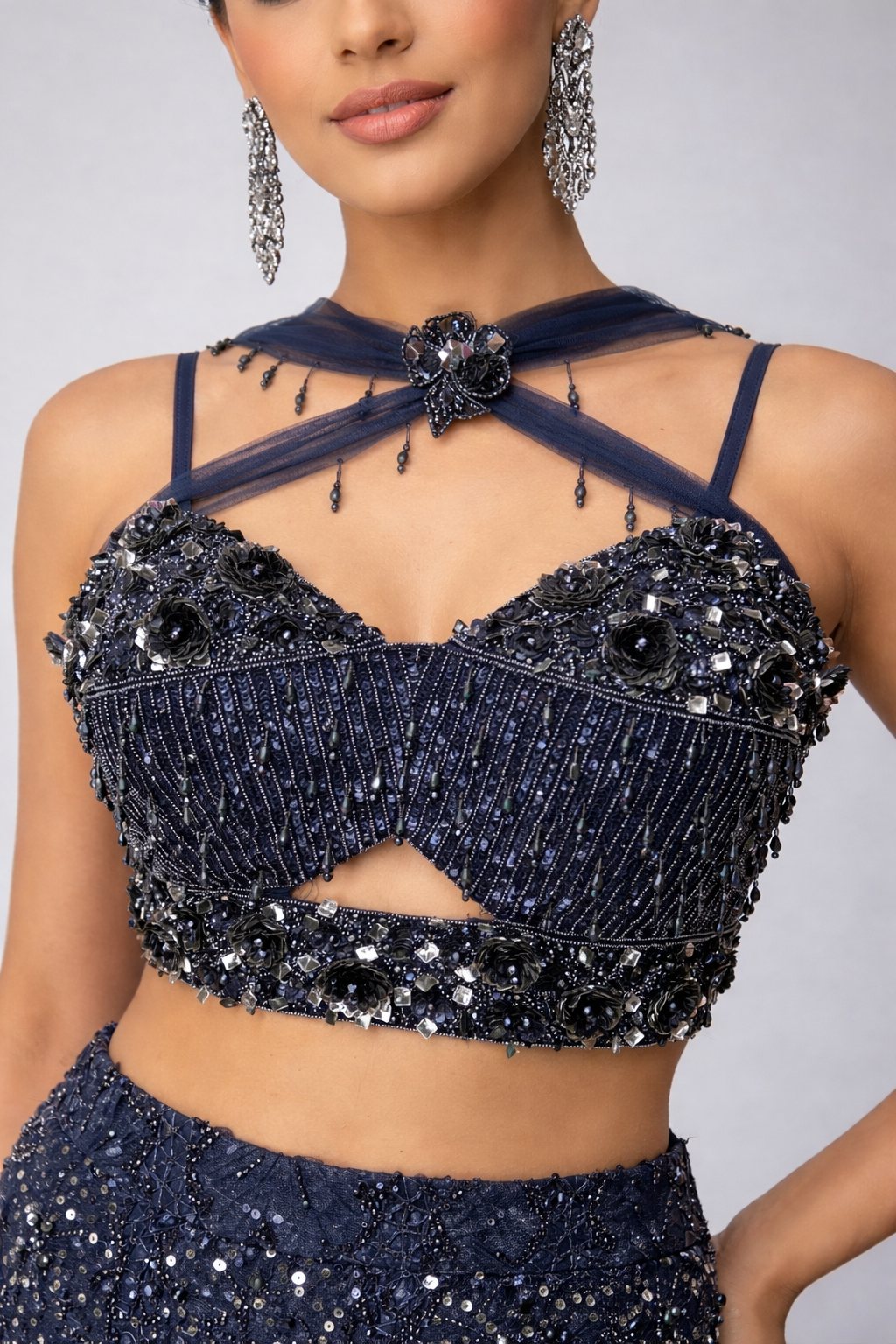 Fish Cut Lehenga  With Crop Top