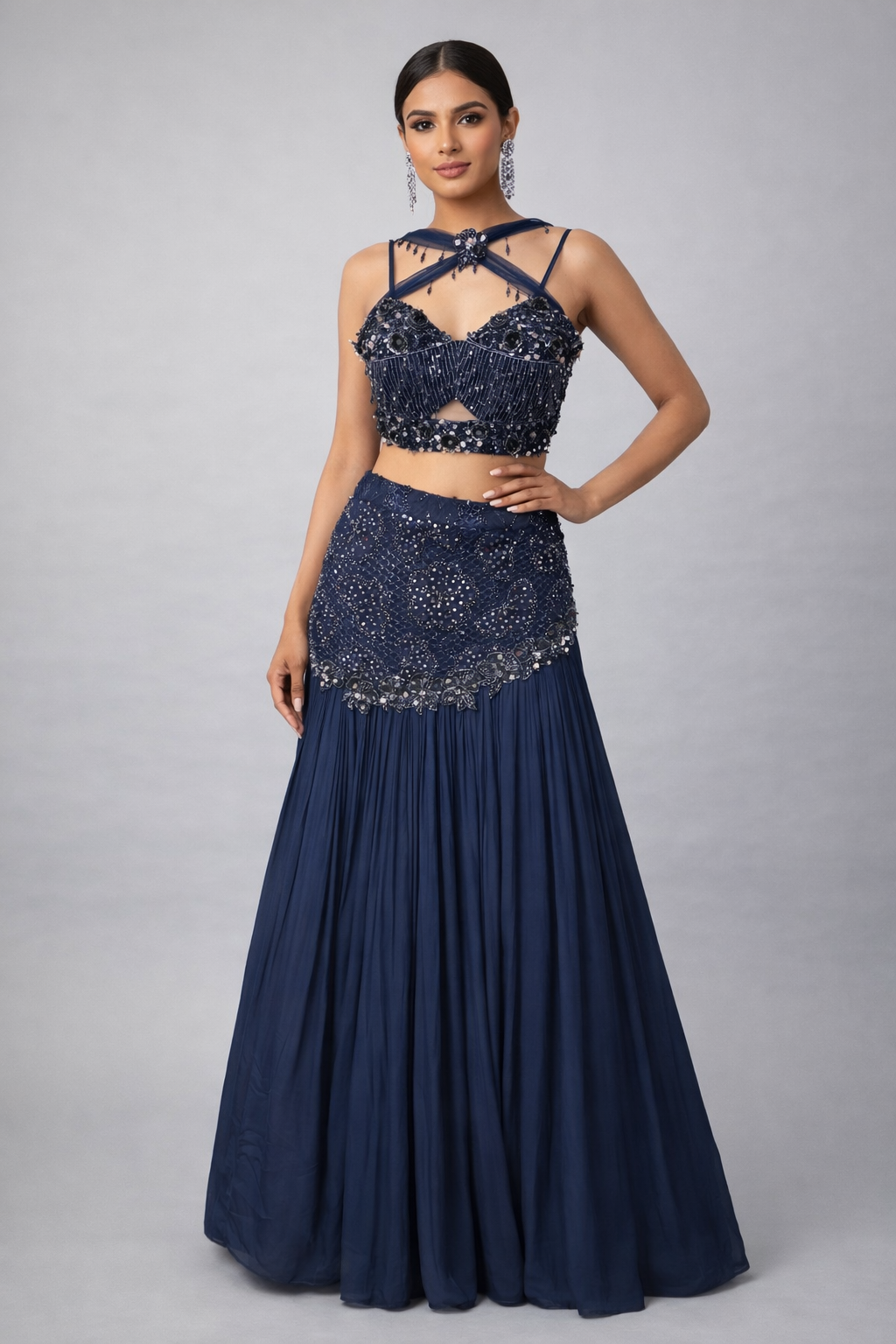 Fish Cut Lehenga  With Crop Top