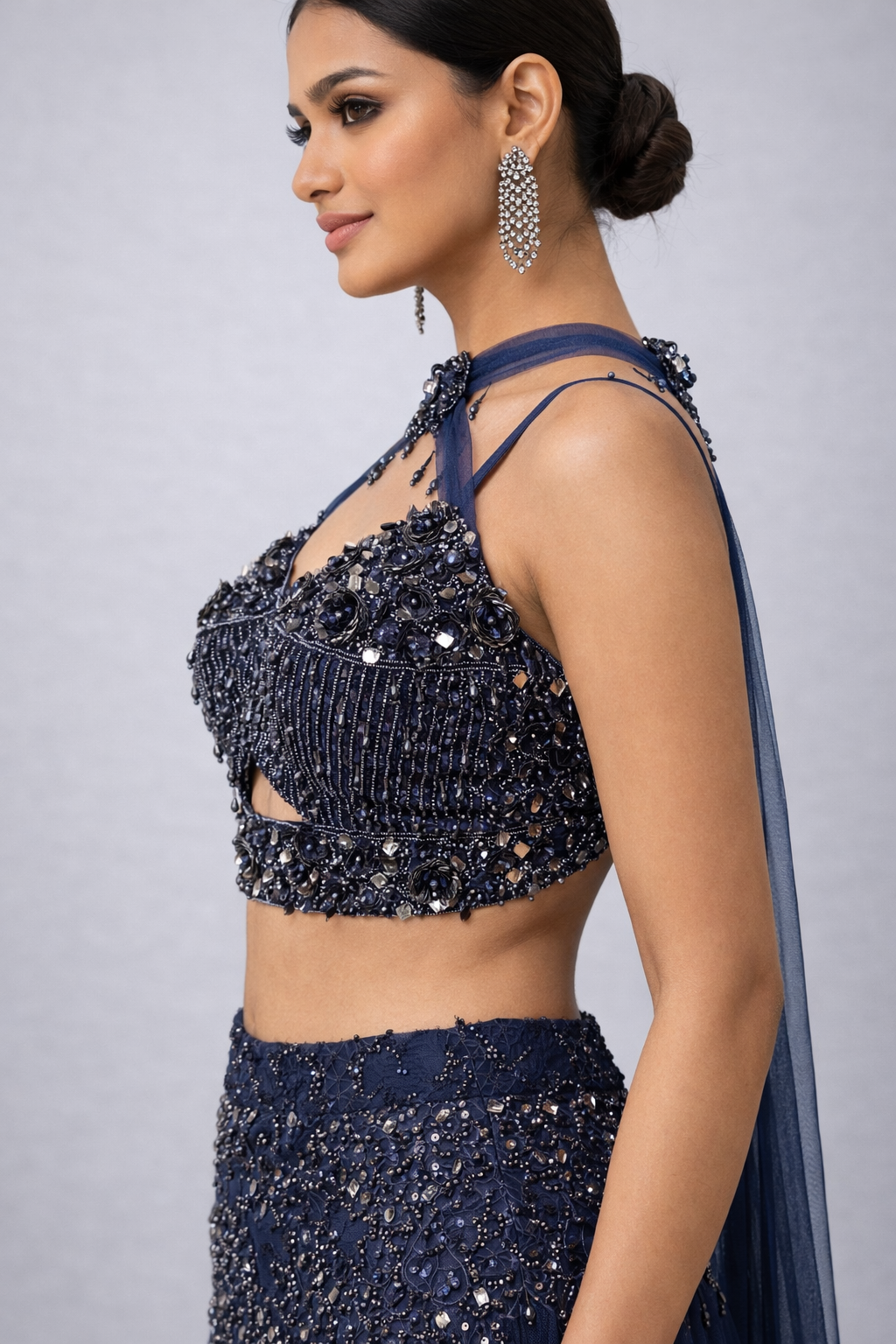 Fish Cut Lehenga  With Crop Top