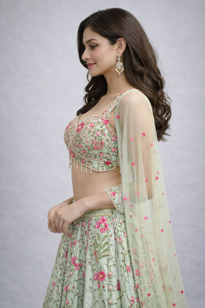 Floral Printed Crop Top Skirt side pose