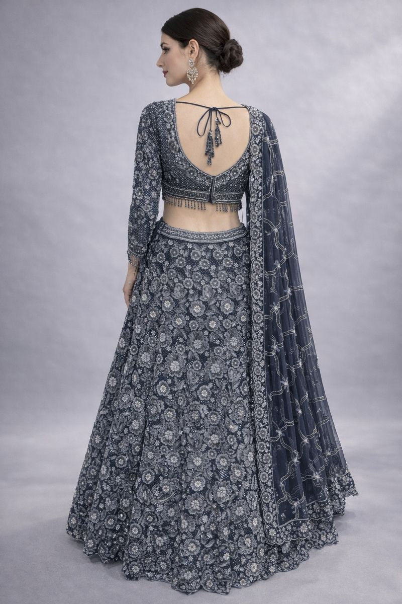Full Sleeve Crop Top Lehenga Traditional Style 