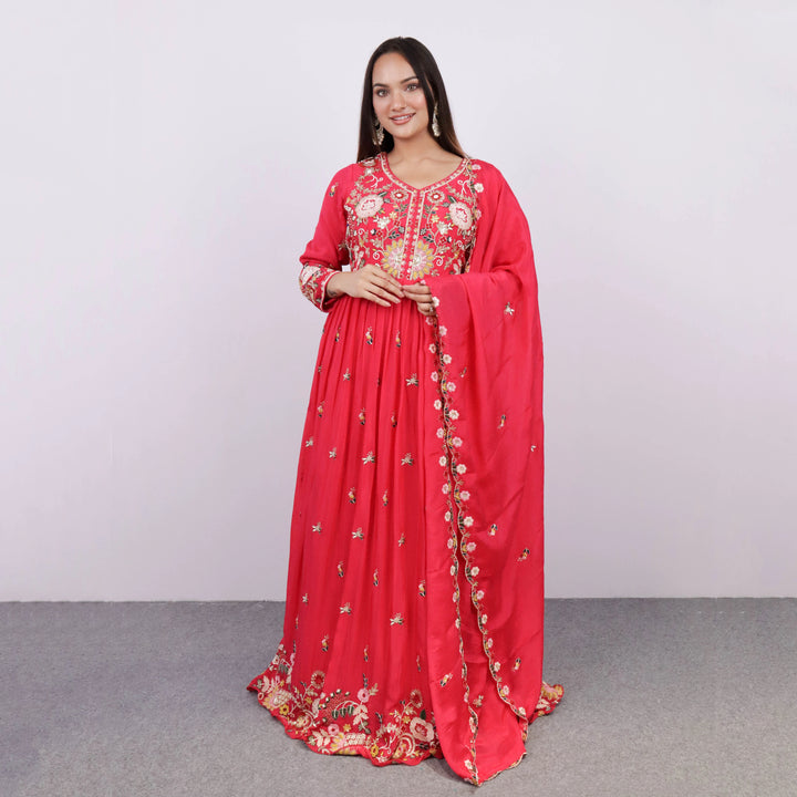 Full Sleeves Anarkali Suit with Dupatta