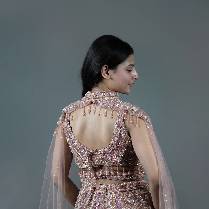 Glamorous Ceremonial Crop Top Lehenga in Mermaid Style Vastrachowk