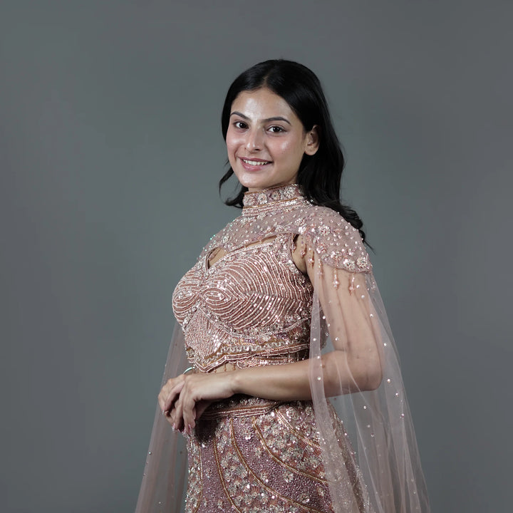 Glamorous Ceremonial Crop Top Lehenga in Mermaid Style Vastrachowk