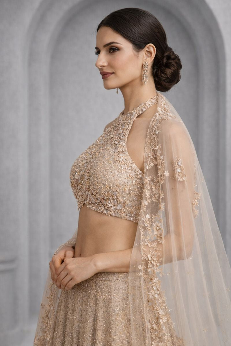  Gold Crop Top Lehenga 